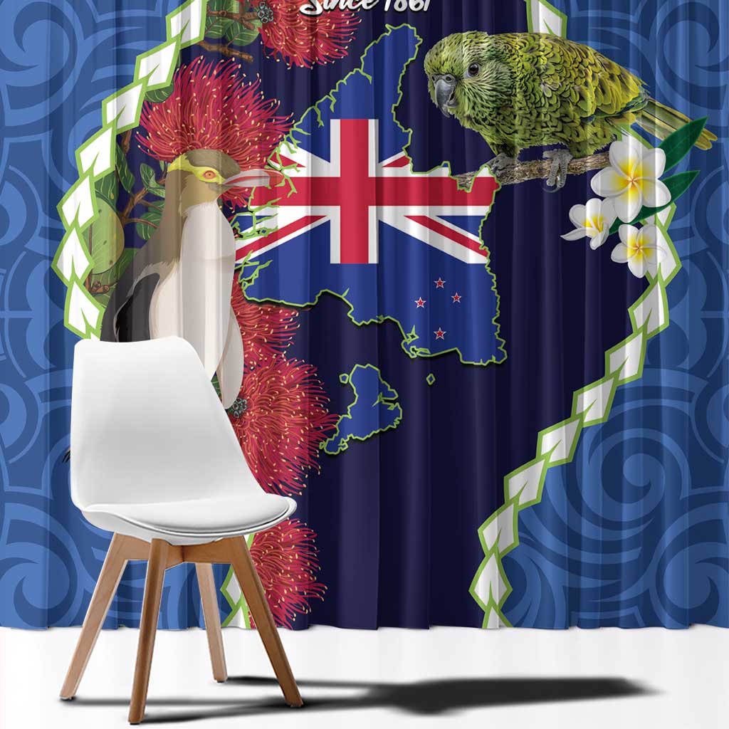 Southland Anniversary Day Window Curtain Murihiku 1861 Maori Bird Mix Pohutukawa LT14 - Polynesian Pride