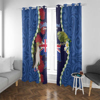Southland Anniversary Day Window Curtain Murihiku 1861 Maori Bird Mix Pohutukawa LT14 With Grommets Blue - Polynesian Pride