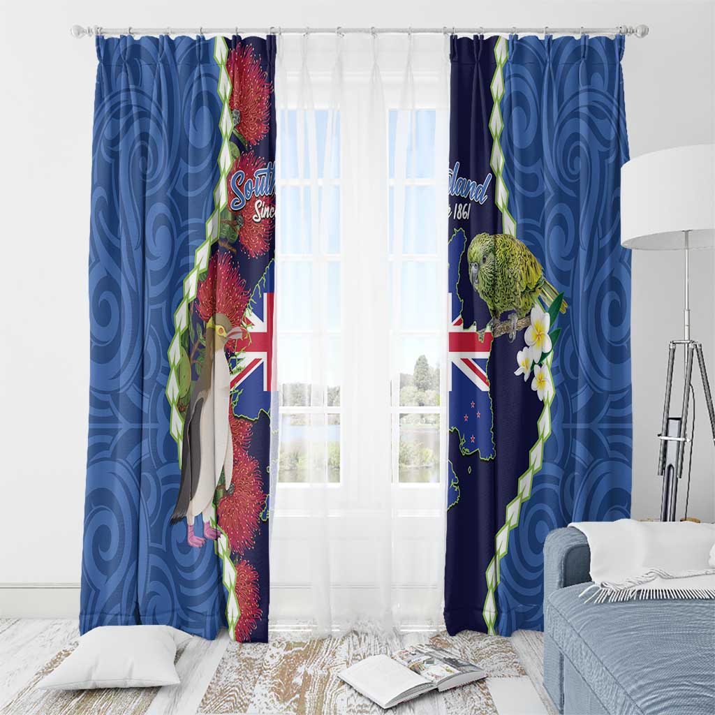 Southland Anniversary Day Window Curtain Murihiku 1861 Maori Bird Mix Pohutukawa LT14 - Polynesian Pride