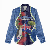 Southland Anniversary Day Women Casual Shirt Murihiku 1861 Maori Bird Mix Pohutukawa