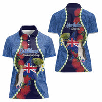 Southland Anniversary Day Women Polo Shirt Murihiku 1861 Maori Bird Mix Pohutukawa