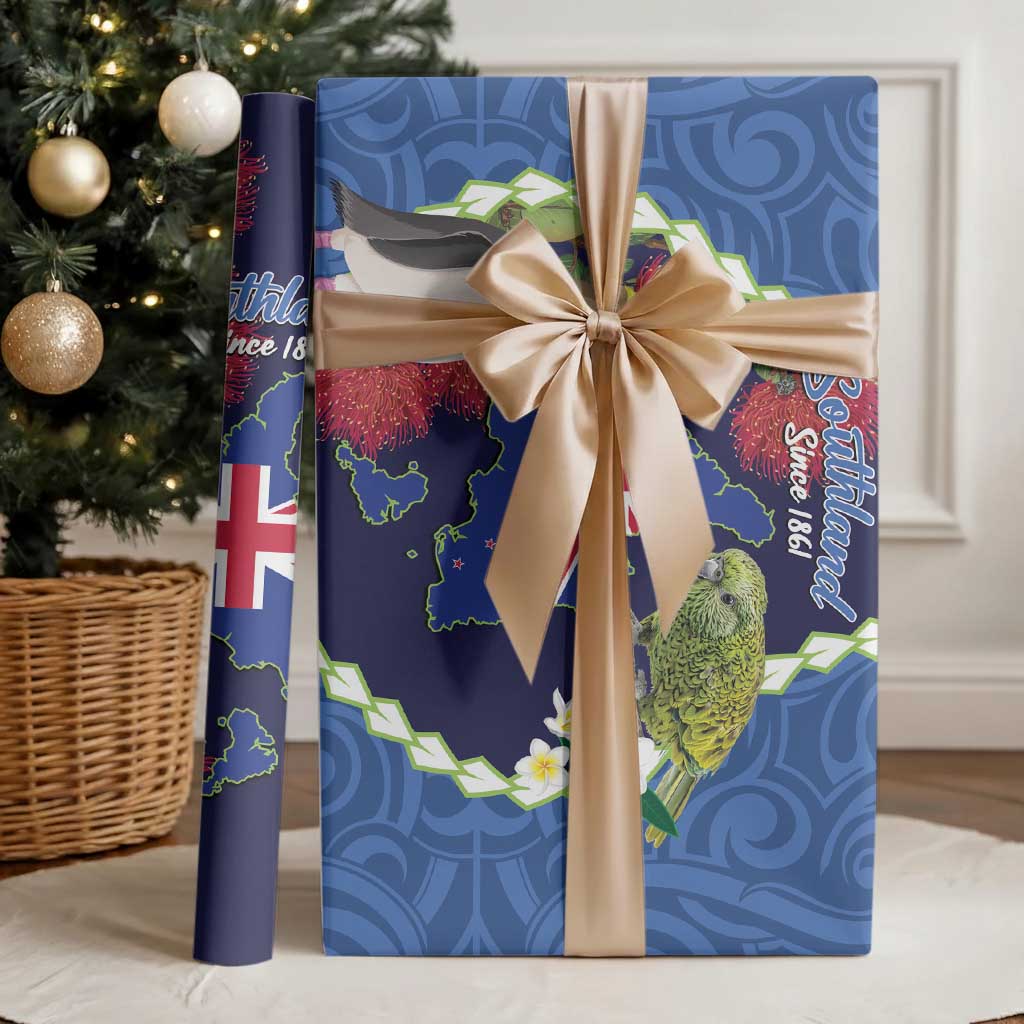 Southland Anniversary Day Wrapping Paper Murihiku 1861 Maori Bird Mix Pohutukawa - Polynesian Pride