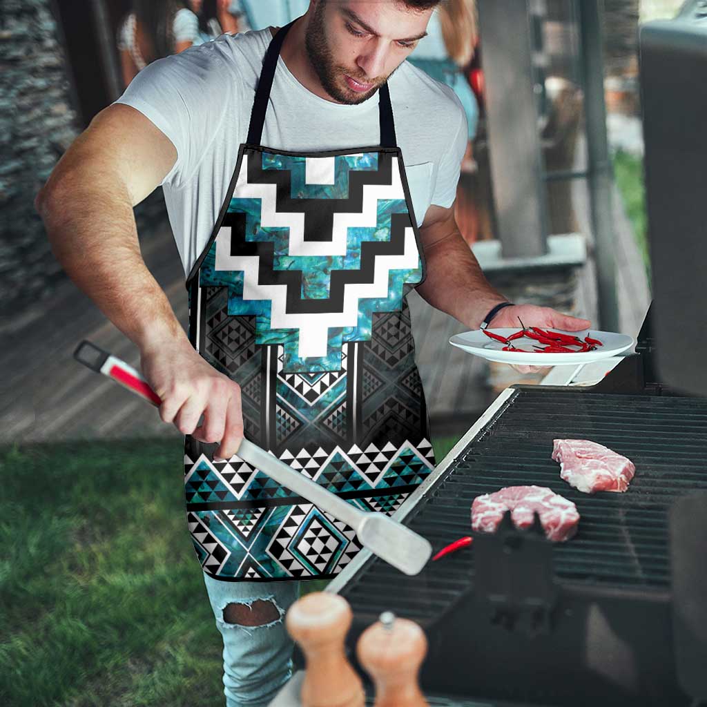 Paua Shell Taniko Pattern Aotearoa Apron Niho Taniwha Mix Poutama - Polynesian Pride