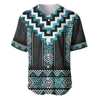 Paua Shell Taniko Pattern Aotearoa Baseball Jersey Niho Taniwha Mix Poutama LT14 Turquoise - Polynesian Pride