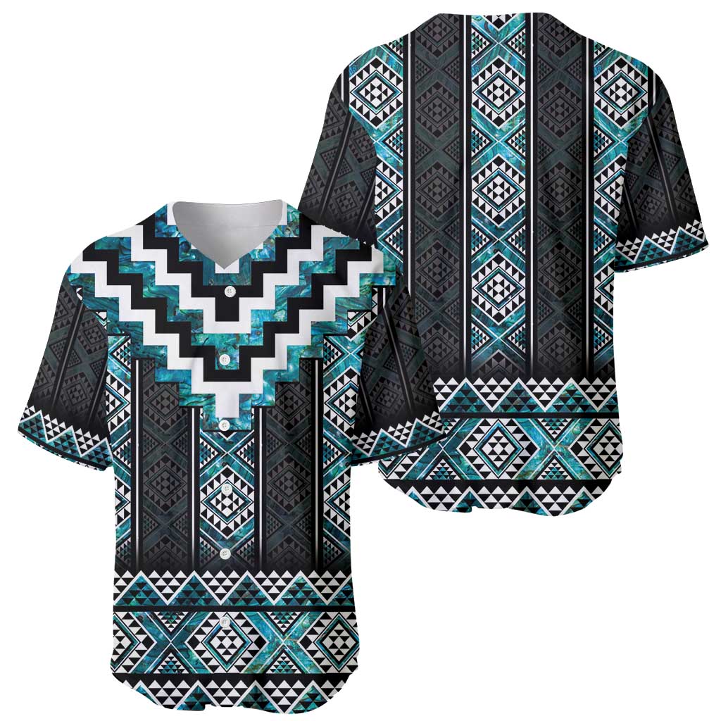 Paua Shell Taniko Pattern Aotearoa Baseball Jersey Niho Taniwha Mix Poutama LT14 - Polynesian Pride