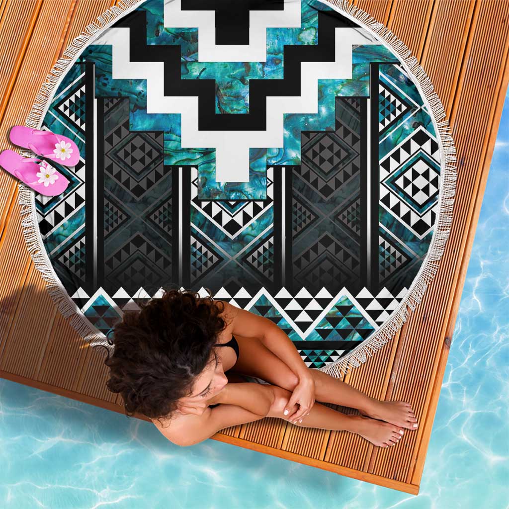 Paua Shell Taniko Pattern Aotearoa Beach Blanket Niho Taniwha Mix Poutama LT14 - Polynesian Pride