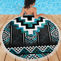 Paua Shell Taniko Pattern Aotearoa Beach Blanket Niho Taniwha Mix Poutama LT14 - Polynesian Pride