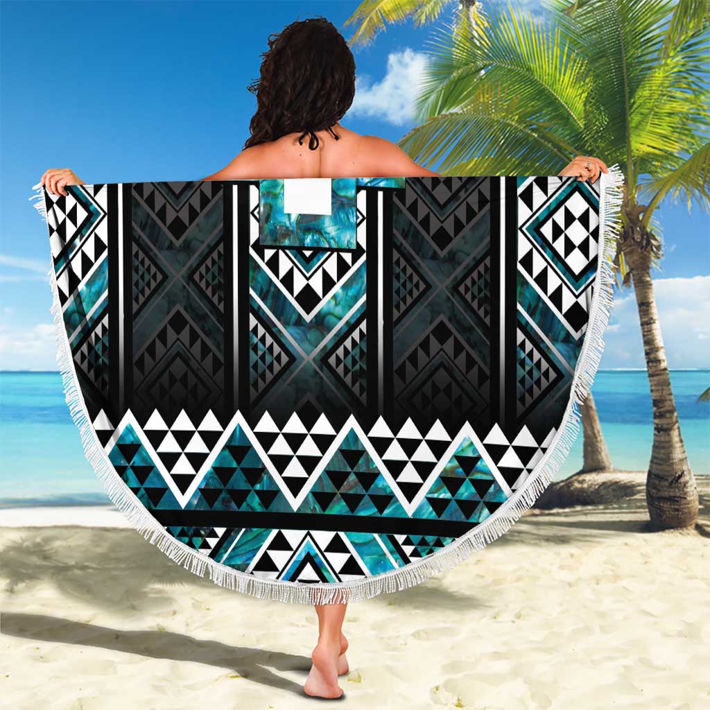 Paua Shell Taniko Pattern Aotearoa Beach Blanket Niho Taniwha Mix Poutama LT14 - Polynesian Pride