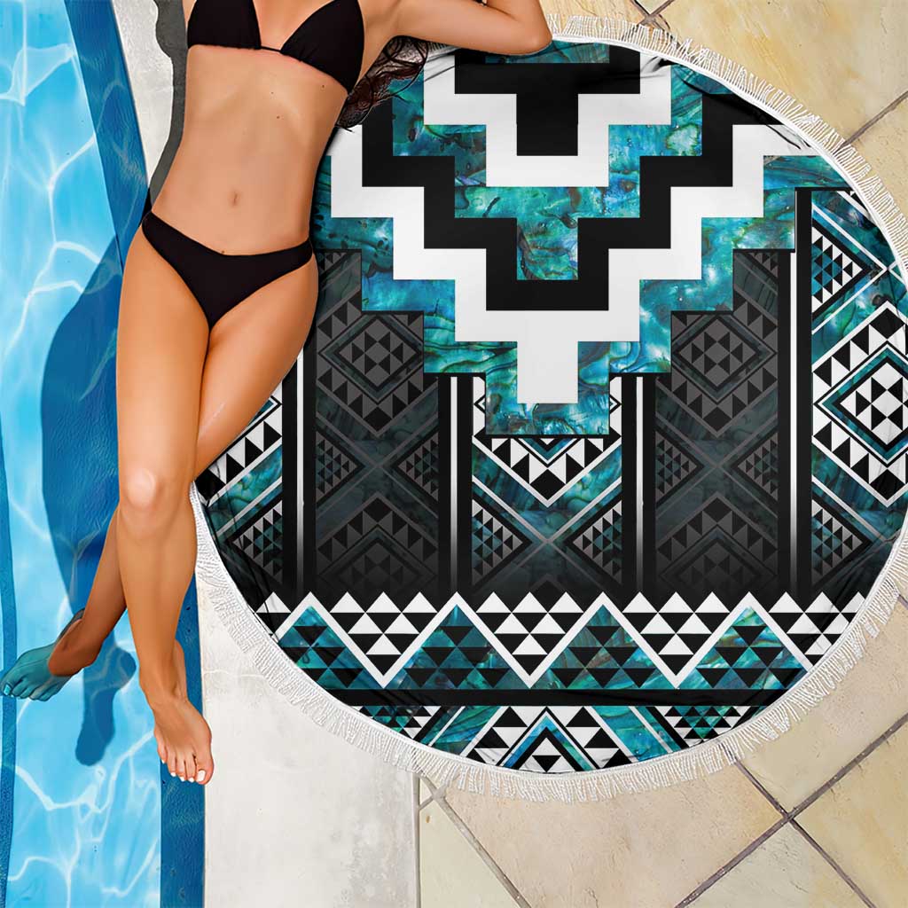 Paua Shell Taniko Pattern Aotearoa Beach Blanket Niho Taniwha Mix Poutama LT14 - Polynesian Pride