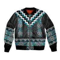 Paua Shell Taniko Pattern Aotearoa Bomber Jacket Niho Taniwha Mix Poutama