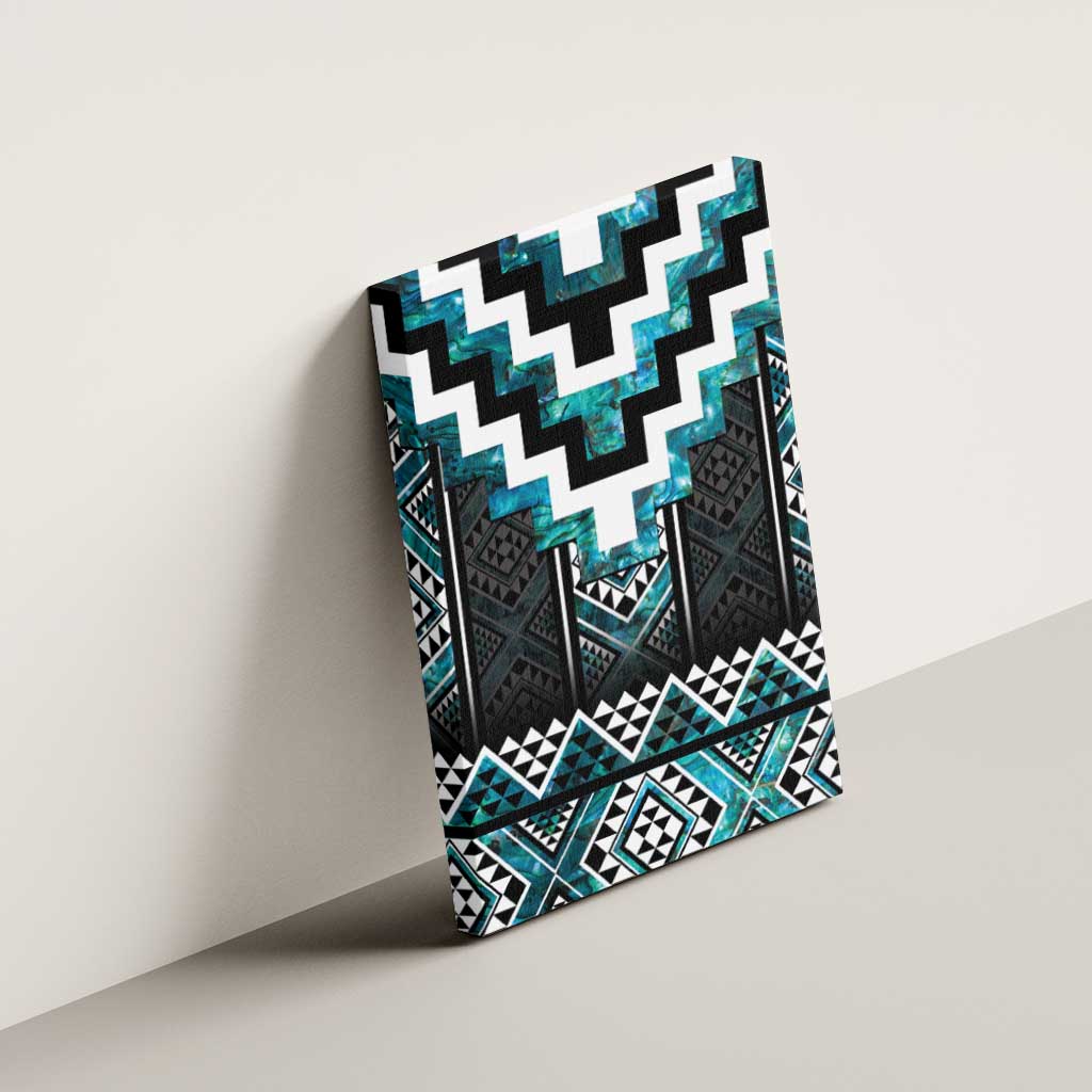 Paua Shell Taniko Pattern Aotearoa Canvas Wall Art Niho Taniwha Mix Poutama LT14 - Polynesian Pride