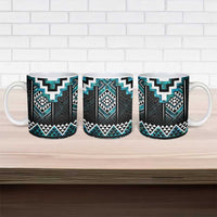 Paua Shell Taniko Pattern Aotearoa Ceramic Mug Niho Taniwha Mix Poutama - Polynesian Pride