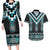 Paua Shell Taniko Pattern Aotearoa Couples Matching Long Sleeve Bodycon Dress and Hawaiian Shirt Niho Taniwha Mix Poutama