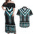 Paua Shell Taniko Pattern Aotearoa Couples Matching Off Shoulder Maxi Dress and Hawaiian Shirt Niho Taniwha Mix Poutama