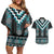 Paua Shell Taniko Pattern Aotearoa Couples Matching Off Shoulder Short Dress and Hawaiian Shirt Niho Taniwha Mix Poutama