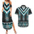 Paua Shell Taniko Pattern Aotearoa Couples Matching Summer Maxi Dress and Hawaiian Shirt Niho Taniwha Mix Poutama