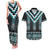 Paua Shell Taniko Pattern Aotearoa Couples Matching Tank Maxi Dress and Hawaiian Shirt Niho Taniwha Mix Poutama