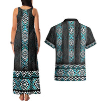 Paua Shell Taniko Pattern Aotearoa Couples Matching Tank Maxi Dress and Hawaiian Shirt Niho Taniwha Mix Poutama LT14 - Polynesian Pride
