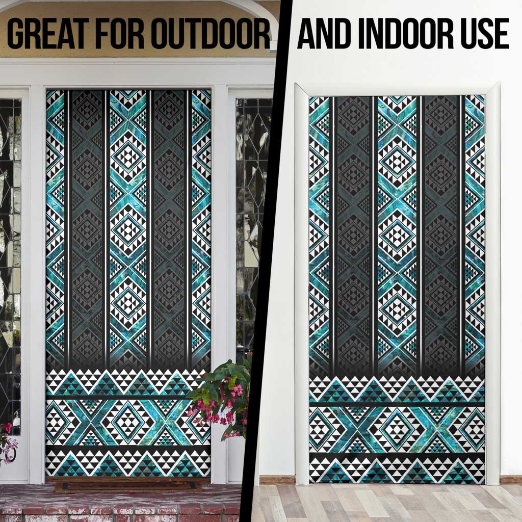 Paua Shell Taniko Pattern Aotearoa Door Cover Niho Taniwha Mix Poutama - Polynesian Pride