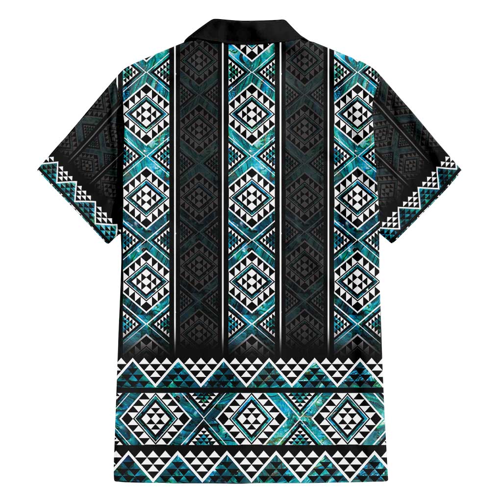 Paua Shell Taniko Pattern Aotearoa Family Matching Long Sleeve Bodycon Dress and Hawaiian Shirt Niho Taniwha Mix Poutama