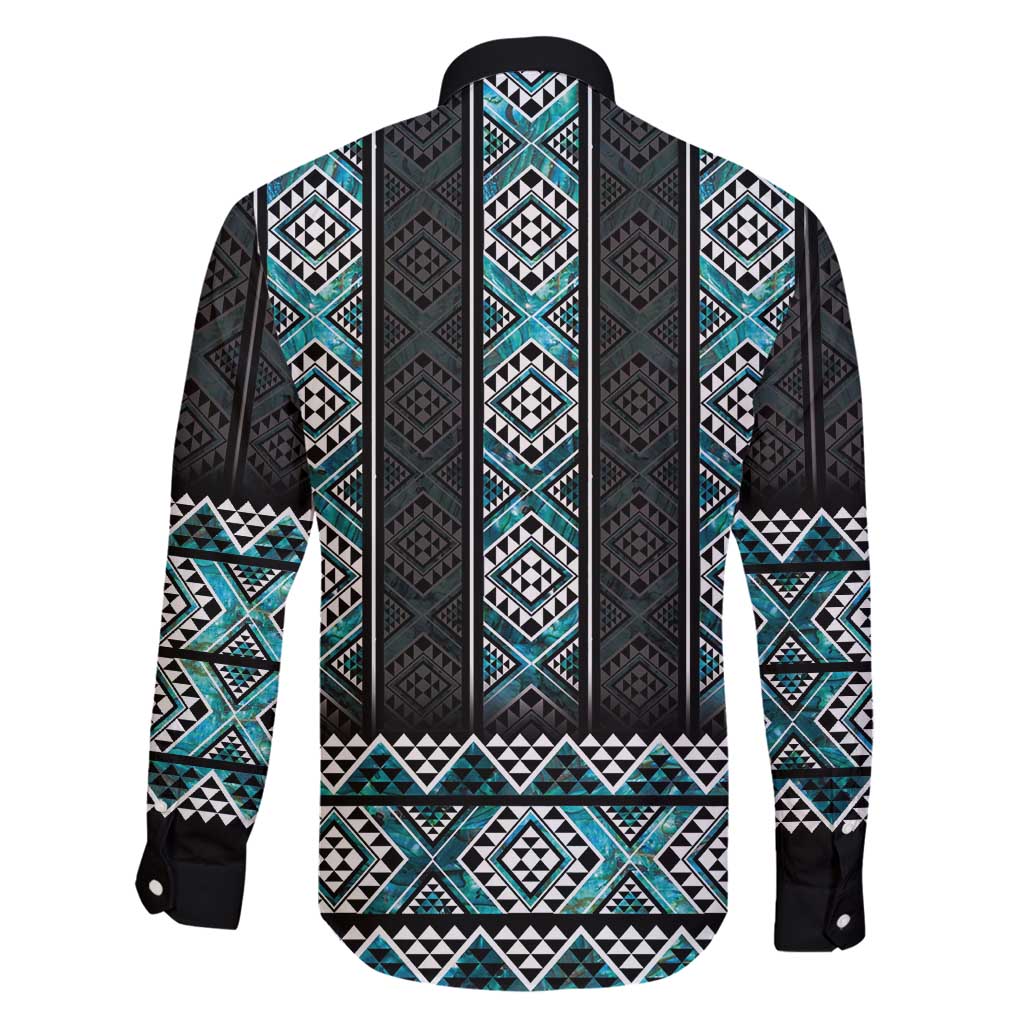 Paua Shell Taniko Pattern Aotearoa Family Matching Puletasi and Hawaiian Shirt Niho Taniwha Mix Poutama