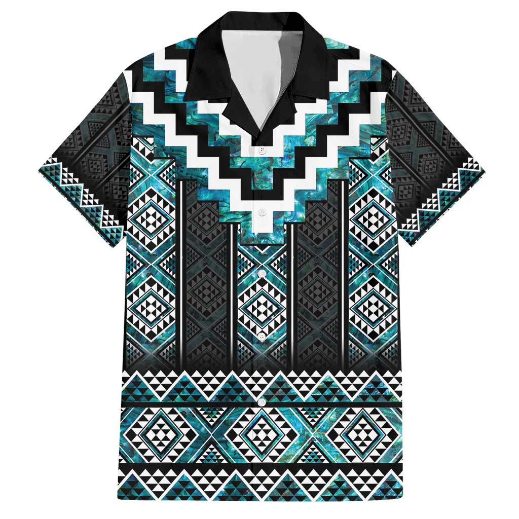 Paua Shell Taniko Pattern Aotearoa Hawaiian Shirt Niho Taniwha Mix Poutama LT14 Turquoise - Polynesian Pride