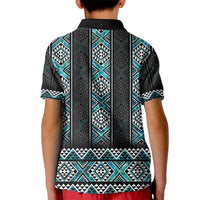 Paua Shell Taniko Pattern Aotearoa Kid Polo Shirt Niho Taniwha Mix Poutama LT14 - Polynesian Pride
