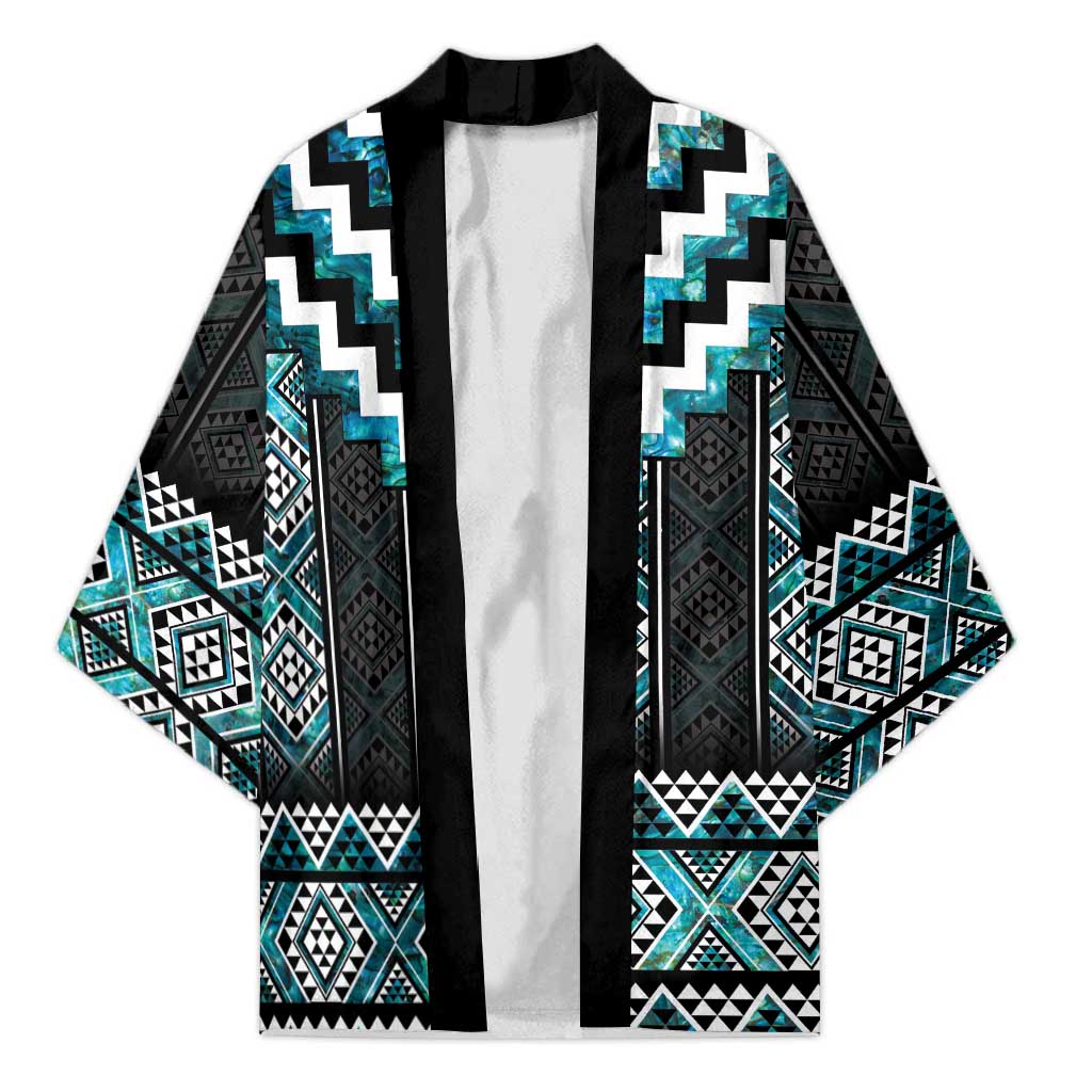 Paua Shell Taniko Pattern Aotearoa Kimono Niho Taniwha Mix Poutama - Polynesian Pride