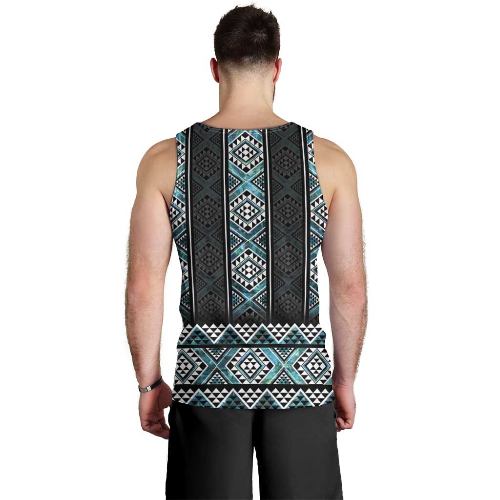 Paua Shell Taniko Pattern Aotearoa Men Tank Top Niho Taniwha Mix Poutama LT14 - Polynesian Pride