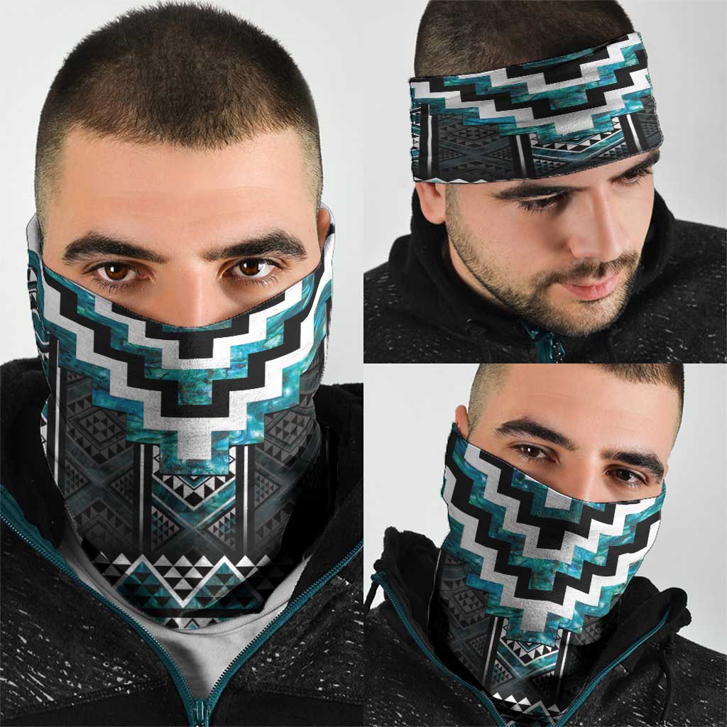 Paua Shell Taniko Pattern Aotearoa Neck Gaiter Niho Taniwha Mix Poutama - Polynesian Pride