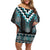 Paua Shell Taniko Pattern Aotearoa Off Shoulder Short Dress Niho Taniwha Mix Poutama