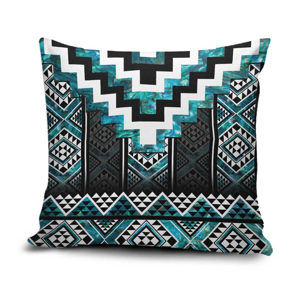 Paua Shell Taniko Pattern Aotearoa Pillow Cover Niho Taniwha Mix Poutama - Polynesian Pride