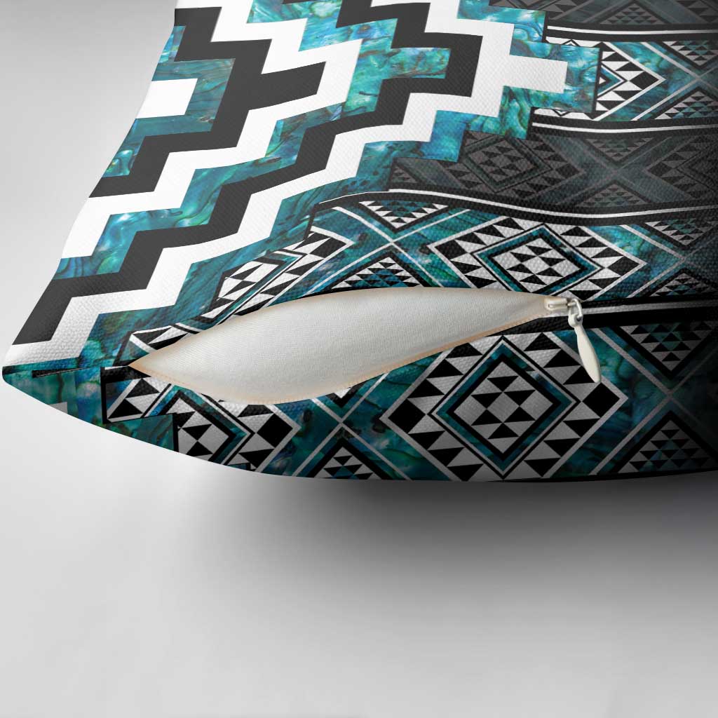 Paua Shell Taniko Pattern Aotearoa Pillow Cover Niho Taniwha Mix Poutama - Polynesian Pride