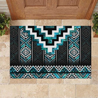 Paua Shell Taniko Pattern Aotearoa Rubber Doormat Niho Taniwha Mix Poutama LT14 Turquoise - Polynesian Pride