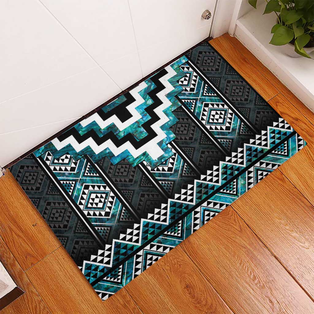 Paua Shell Taniko Pattern Aotearoa Rubber Doormat Niho Taniwha Mix Poutama LT14 - Polynesian Pride