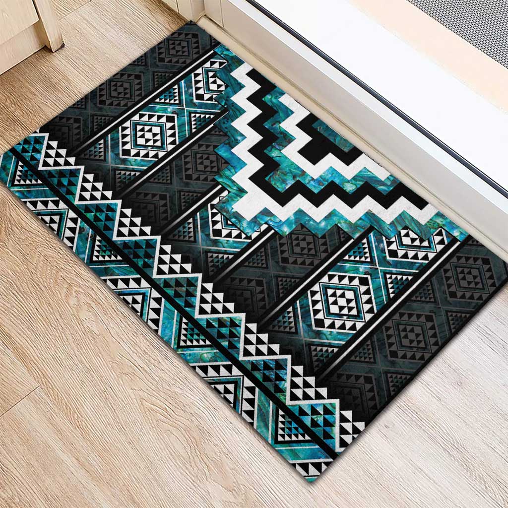 Paua Shell Taniko Pattern Aotearoa Rubber Doormat Niho Taniwha Mix Poutama LT14 - Polynesian Pride