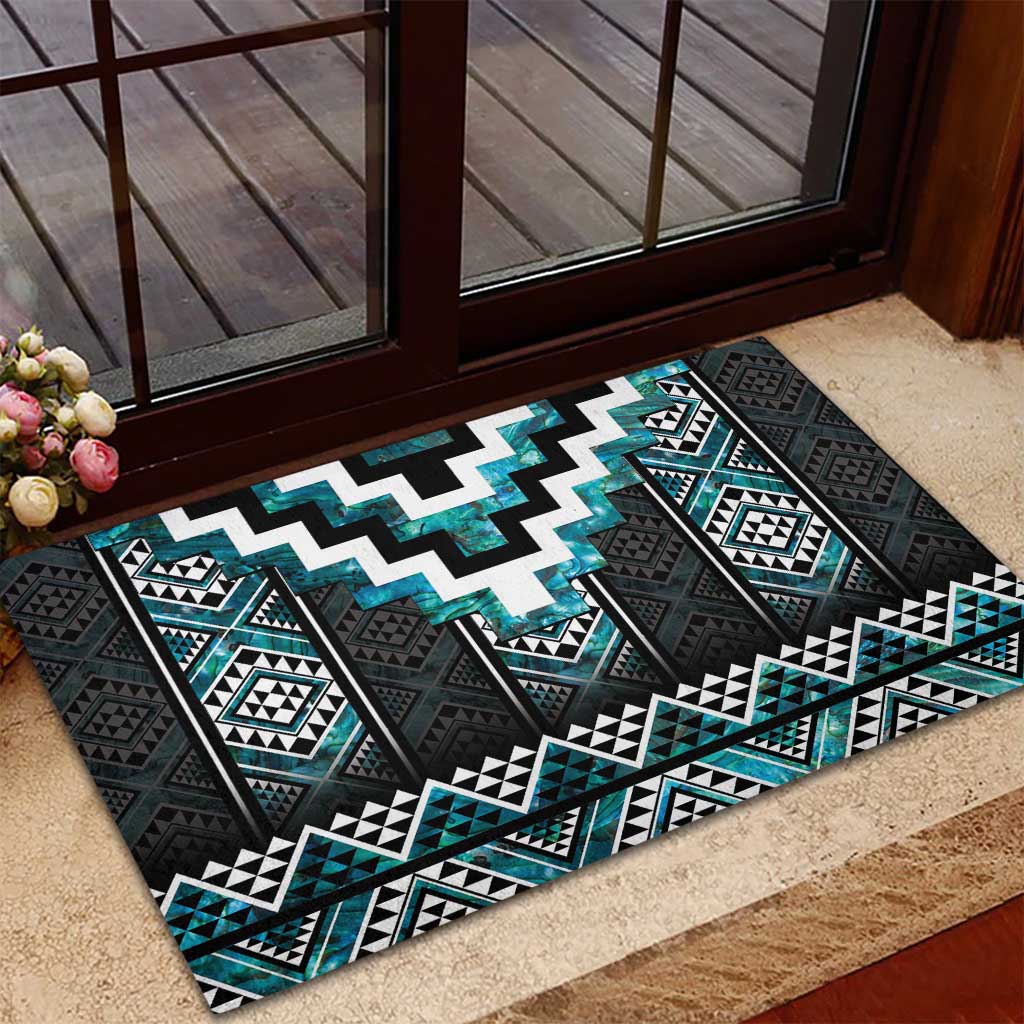 Paua Shell Taniko Pattern Aotearoa Rubber Doormat Niho Taniwha Mix Poutama LT14 - Polynesian Pride