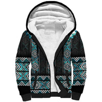 Paua Shell Taniko Pattern Aotearoa Sherpa Hoodie Niho Taniwha Mix Poutama LT14 Unisex Turquoise - Polynesian Pride