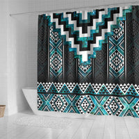 Paua Shell Taniko Pattern Aotearoa Shower Curtain Niho Taniwha Mix Poutama