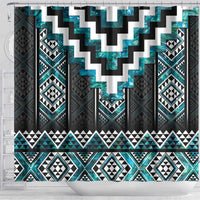 Paua Shell Taniko Pattern Aotearoa Shower Curtain Niho Taniwha Mix Poutama