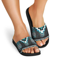 Paua Shell Taniko Pattern Aotearoa Slide Sandals Niho Taniwha Mix Poutama - Polynesian Pride