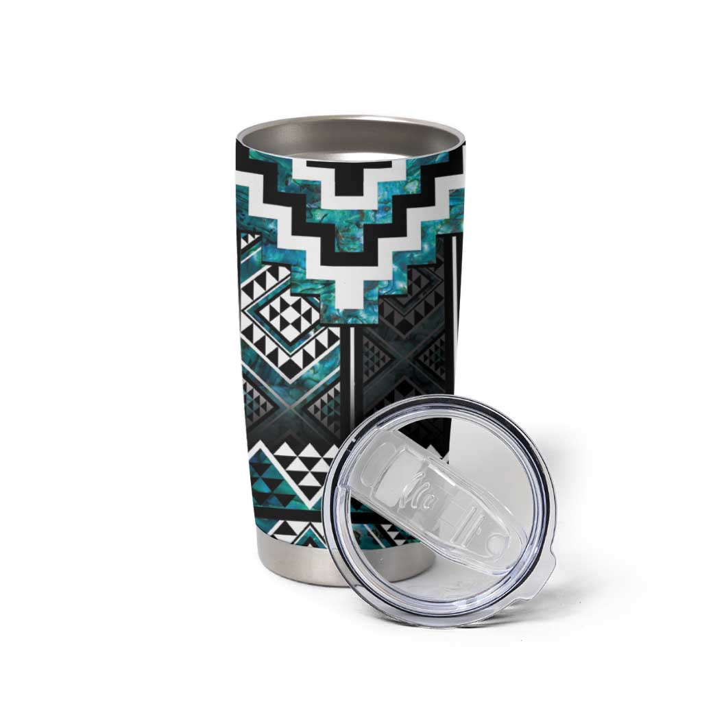 Paua Shell Taniko Pattern Aotearoa Tumbler Cup Niho Taniwha Mix Poutama