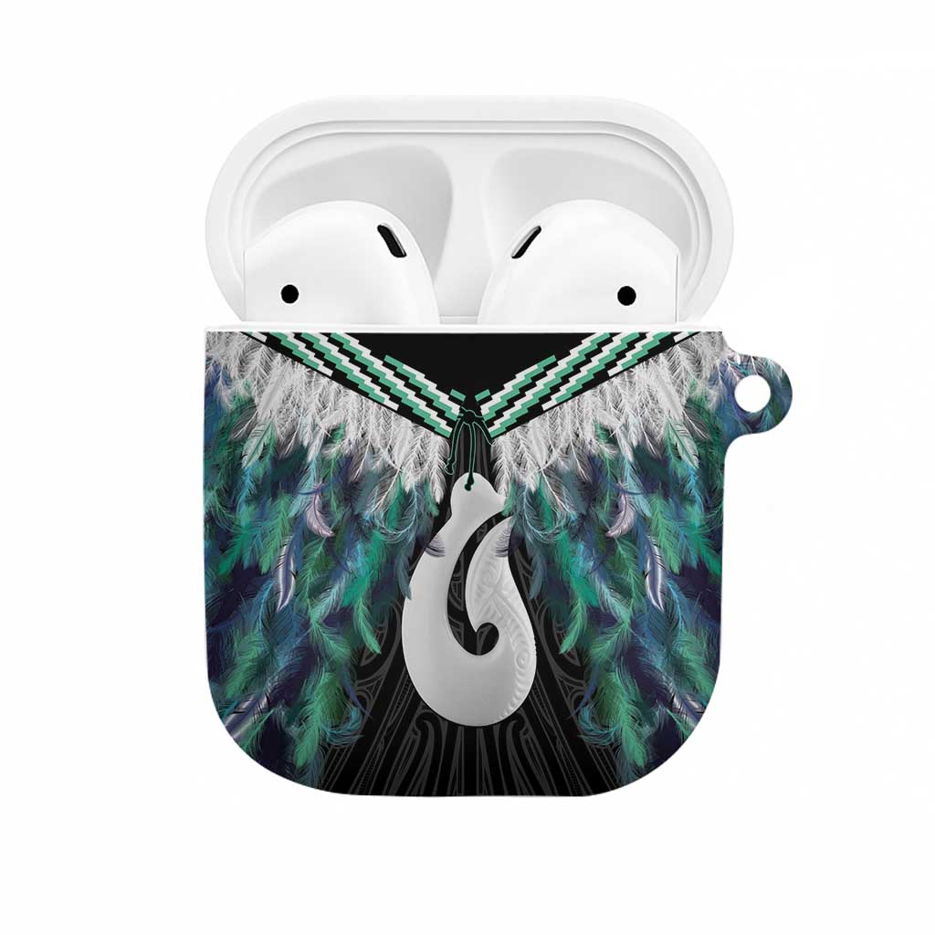 Aotearoa Korowai Motif AirPods Case Hei Matau Poutama Maori Pattern LT14 Turquoise - Polynesian Pride