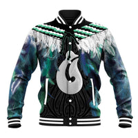 Aotearoa Korowai Motif Baseball Jacket Hei Matau Poutama Maori Pattern LT14 Unisex Turquoise - Polynesian Pride