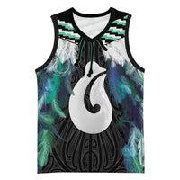 Aotearoa Korowai Motif Basketball Jersey Hei Matau Poutama Maori Pattern LT14 Unisex Turquoise - Polynesian Pride