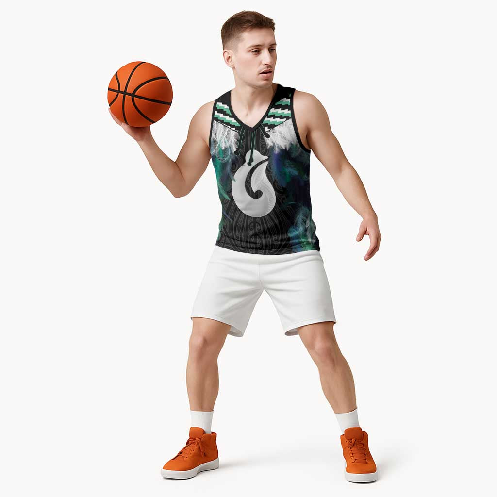 Aotearoa Korowai Motif Basketball Jersey Hei Matau Poutama Maori Pattern LT14 - Polynesian Pride