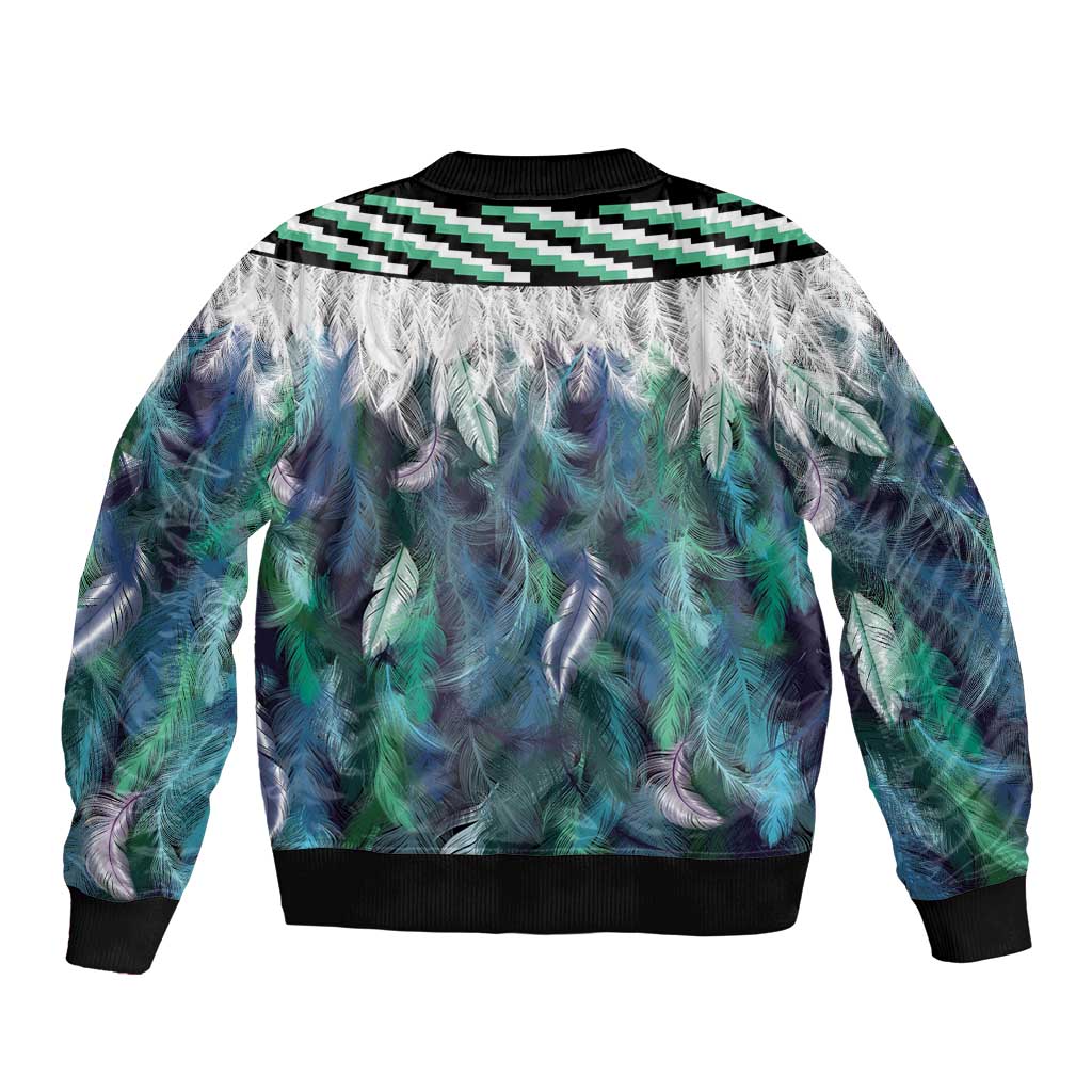 Aotearoa Korowai Motif Bomber Jacket Hei Matau Poutama Maori Pattern