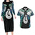 Aotearoa Korowai Motif Couples Matching Long Sleeve Bodycon Dress and Hawaiian Shirt Hei Matau Poutama Maori Pattern