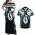 Aotearoa Korowai Motif Couples Matching Off Shoulder Maxi Dress and Hawaiian Shirt Hei Matau Poutama Maori Pattern