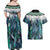 Aotearoa Korowai Motif Couples Matching Off Shoulder Maxi Dress and Hawaiian Shirt Hei Matau Poutama Maori Pattern